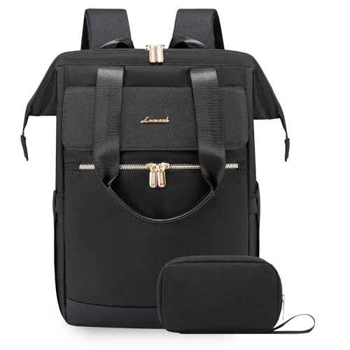 LOVEVOOK 17.3 Inch Laptop Backpack for Women, Large Capacity Travel Backpack with Organizer Bag, Waterproof Carry on Backpack Work Bag with USB Port, Teacher Nurse Backpack Purse, 2PCS, Black