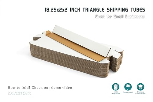 25-Pack Triangle Mailing Tubes 18.25x2x2 Inch Cardboard Shipping Tubes