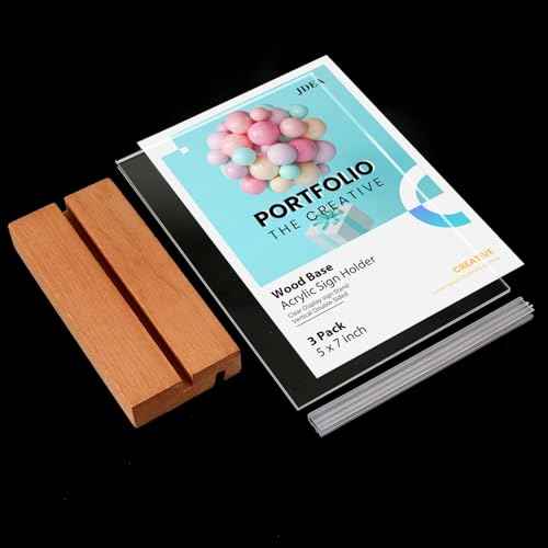 Acrylic Sign Holder with Wood Base 8.5x11 Inch Vertical and Slant Displays (2 Pack 8.5*11")