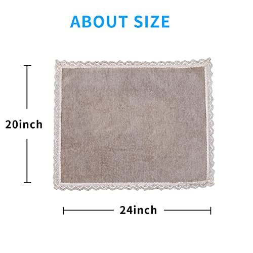 MINJIATEX Tea Mouse Armrest Covers Set of 2 - Non-Slip Lace Sofa Arm Protectors