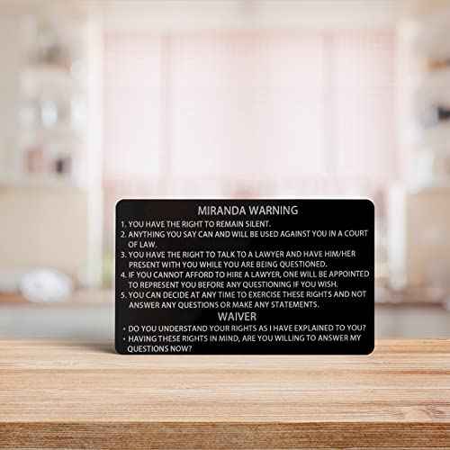 24 PCS Metal Miranda Card with Torn American Flag on the Back, Black Metal Miranda Warning Card Miranda Rights Cards Police Gift (24 PCS, TornBlack)