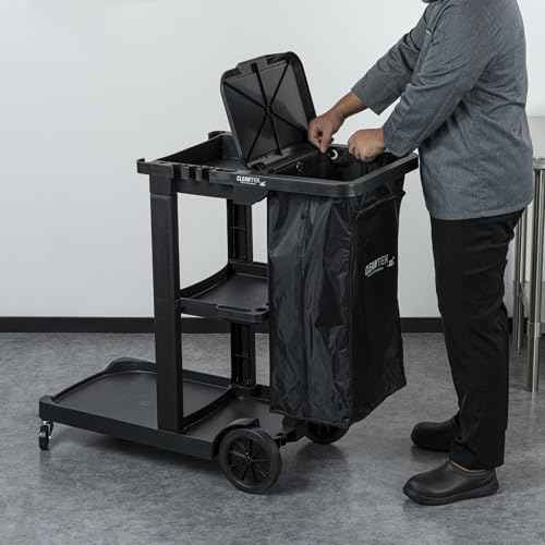 Restaurantware-Janitor CART Bag ONLY: Clean Tek Professional 18 Gallon Janitorial Bag, 1 Heavy-Duty Receptacle with Zipper - Janitor Cart Sold Separately, Durable, Black Plastic Replacement