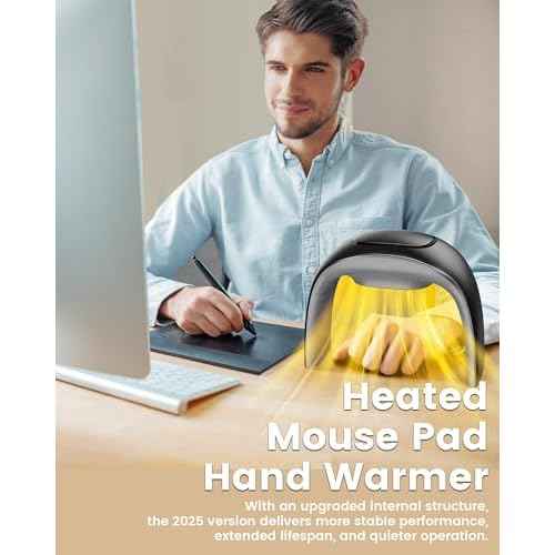 100W Heated Mouse Pad Hand Warmer for Office Home Indoor Desktop Use, 2025 Upgraded Desk Mouse Keyboard Hand Warmer 3 Temperature 20dB Quiet PTC Fast Heating Energy Saving Foldable - Black