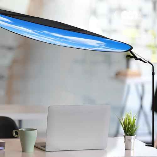 Juexica Large Adjustable Office Cubicle and Desk Shade,51'' Portable Cubicle Light Shade with Clamp Foldable Rotatable Canopy Blocks Light or Disturbance for Working Accessories(Blue Sky)