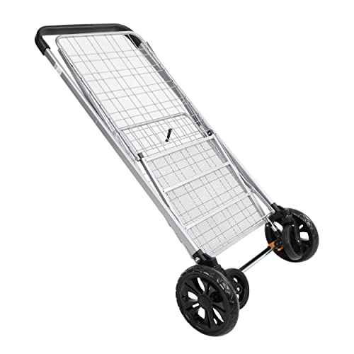 BISupply Foldable Shopping Cart with 360¡Æ Swivel Castor Wheels - Lightweight Heavy Duty Utility Grocery Cart with 330 lbs Weight Capacity for Groceries, Laundry, Luggage, Travel, and Tailgating