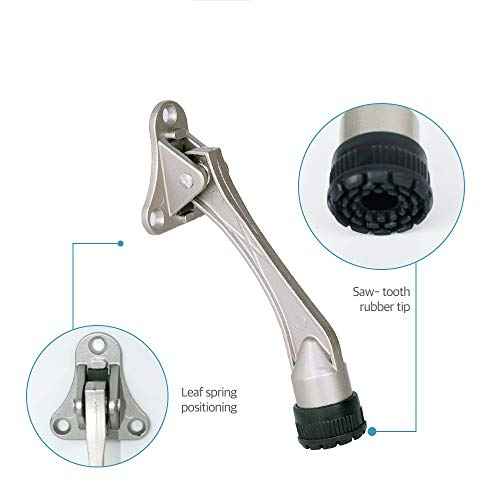 Door Stopper, Kick Down Door Stops for Heavy Doors, with Rubber Tip and Spring Lever, Adjustable, Easy to Set Down and Release, 4-Inch, for Wide Doors (4inch x 30pack, Satin Nickel)