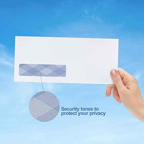 750#10 Single Window Envelopes, PANDRI Self Seal Security Envelopes, Security Tint Pattern for QuickBooks Invoices, Business Statements and Computer Printed Checks, Size 4-1/8 x 9-1/2 Inch - 24 LB