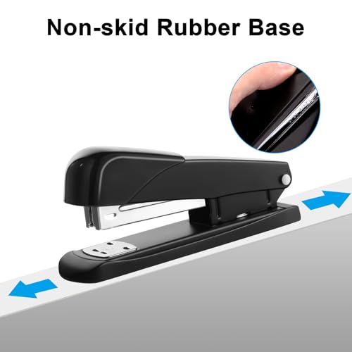 Black Modern Office Stapler, 25 Sheet Capacity, Automatic, Includes 1000 Staples and Staple Remover