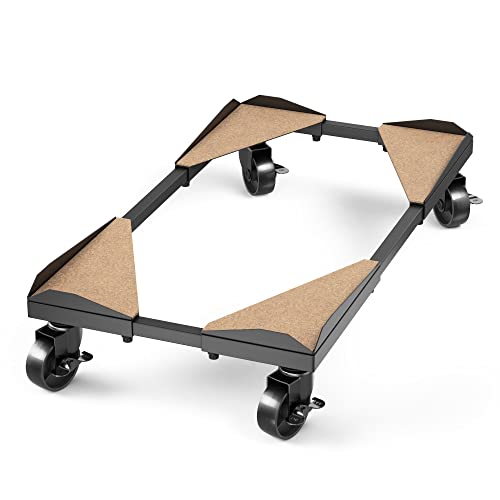Bytesium Computer Tower Stand – Adjustable Width/Length, 4 Locking Wheels