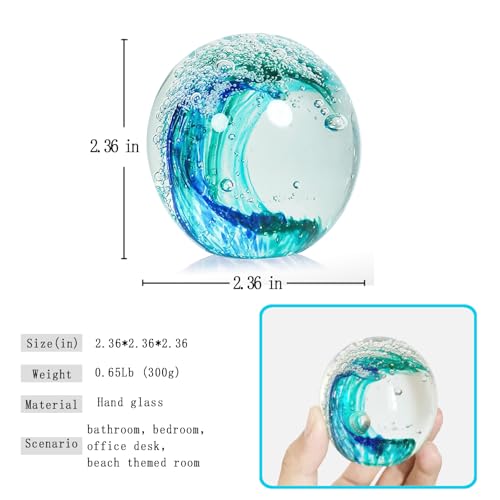 Blue Hand Blown Ocean Wave Glass Ball - Beach & Coastal Decor Gift