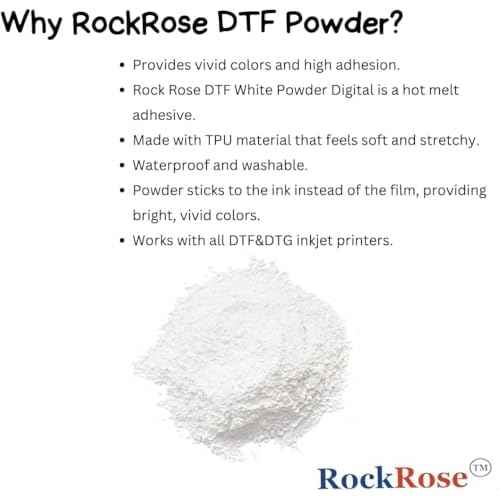 Rock Rose DTF White Powder Digital Hot Melt Adhesive - Provides Bright, Vivid Color, Durable, Water Proof and Washable. (2KG)
