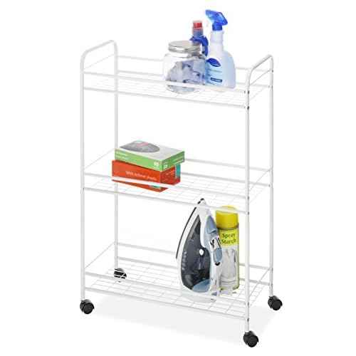 Whitmor Slim Rolling Household Cart - White 30.50 x 9.25 x 20.75