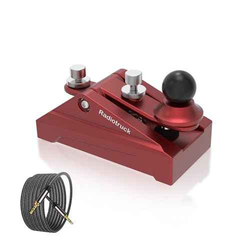 CW Morse Code Key - Pocket Morse Code Telegraph Key Aluminum Alloy Base Grey for Amateur Radio Ham Operators, Adjustable Tension (Red-09)