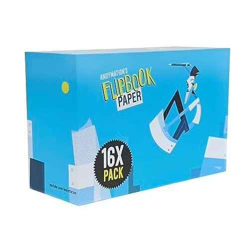 ANDYMATION 16X Flipbook Paper Pack, Refill Paper Sheets for All Andymation Flipbook Kits, Premium pre-drilled Sheets for Perfect Registration, Snap Screws, Enough for 16 Flipbooks.