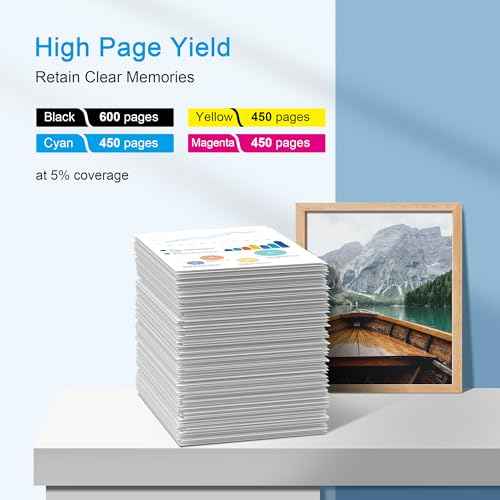 212XL High Capacity Remanufactured for Epson 212 Ink Cartridges Combo 4 Pack 212XL T212XL T212 Work with Epson XP-4100 XP-4105 WF-2850 WF-2830 Printer, New Upgraded Chips (Black Cyan Magenta Yellow)