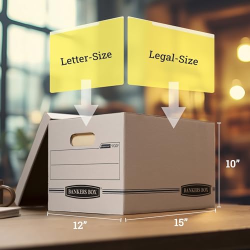 Bankers Box 12-Pack Basic Duty File Storage Boxes with Lids, Letter & Legal