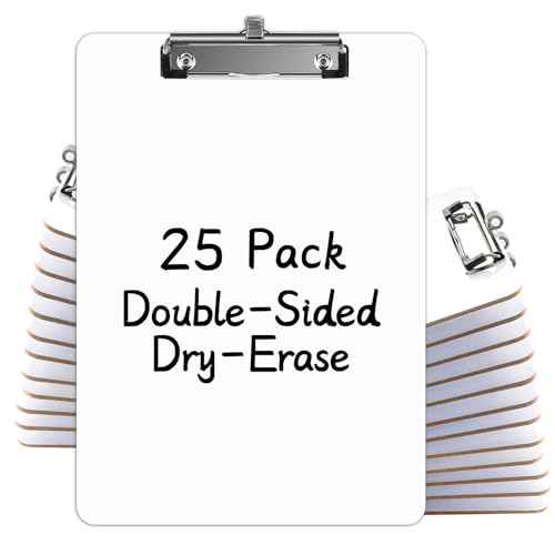 Dry Erase Clipboard with Pen Holder, 8.5 x 11 Double-Sided White Boards for Classroom, Teacher, Students, Kid. Size 9 x 12.5 in, School & Home Supply(Pack of 25)