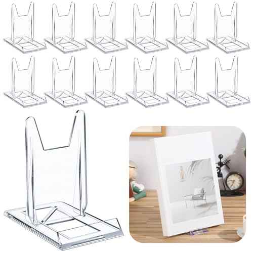 6 Pack Acrylic Book Stand for Display Adjustable Clear Display Holder Easel Collector Stand for Home Office Back to School Comic Album CD Magazine Postcard Artworks (4.2 x 4.3 x 2.35 Inch)