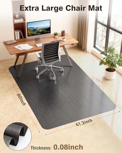 Blvornl Ultra Large Office Chair Mat for Hardwood Floor 47.2x60in Black, Non-Slip Heavy Duty Desk Rug