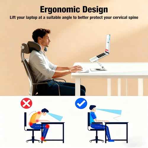 Laptop Stand, Laptop Stand for Desk with 360¡Æ Rotating Base, Ergonomic Laptop Riser for Desk with Adjustable Height, Heat Dissipation, Fits with All Laptops 10-17.3"