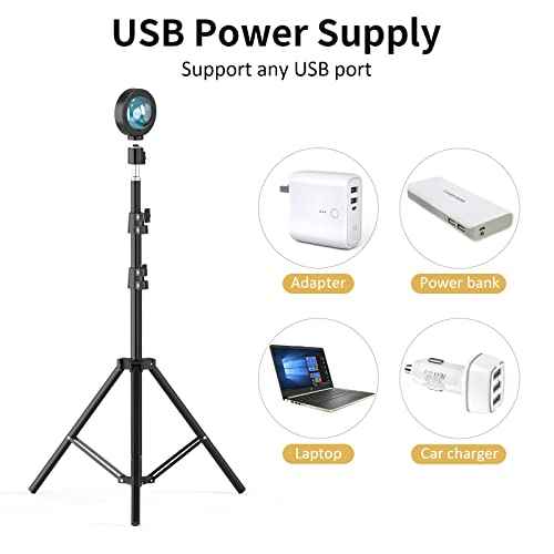 Balkwan Sunset Floor Lamp Projection 140cm Adjustable Stand Led Night Light 360 Degree Rotation Network Light with 3M USB Cable Floor Light for Living Room Bedroom