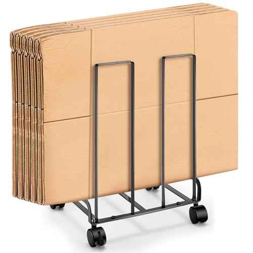 Carton Cart Portable Carton Storage Rack with Caster Wheels 12.2 x 10.2 x 17.1 inch Cardboard Boxes Organizer Stand for Home Warehouse Supermarket Shipping Station, Black