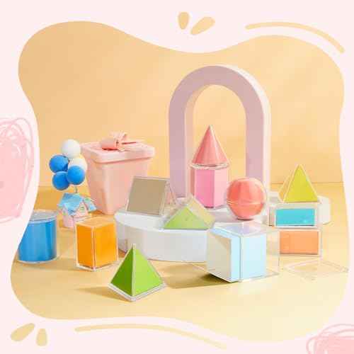 Faccito Set of 12 Folding Geometric Shapes 2D 3D Geometric Solids Early Math Multicolored Shapes Manipulatives and Geometry Set for Kids Math Teacher Aids Supplies