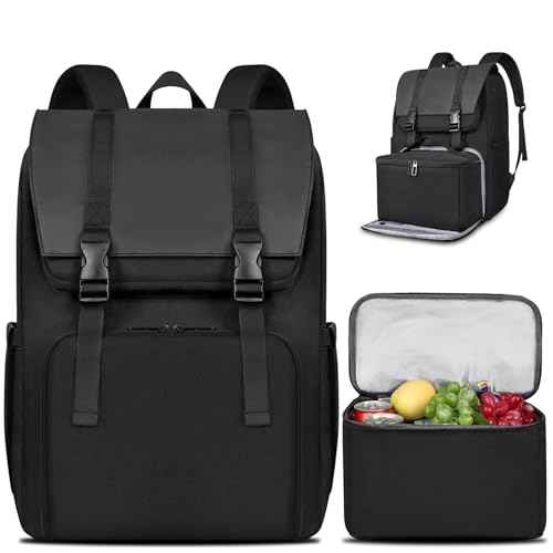 BERTASCHE Lunch Backpack, Laptop Backpack 15.6 inch w/Insulated Cooler Lunch box for Men Women, Vintage Work Backpack for College Business Commuter Travel