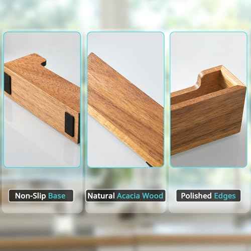 Bivvclaz Business Card Holder Desk, Acacia Wood Business Card Organizer Desktop Business Card Display Stand for Office Tabletop Exhibition, Small Business Essentials