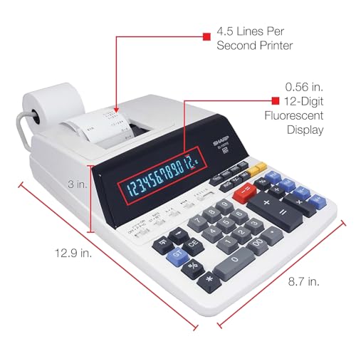 Sharp EL-1197PIII Heavy Duty Color Printing Calculator - White