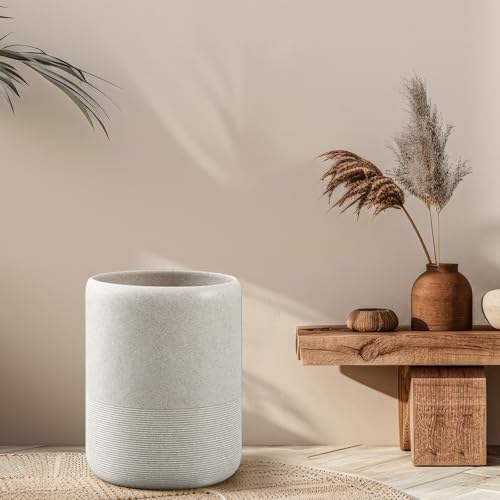 Marsui Resin Wastebasket, Round Marble Compact Trash Can Mini, 2 Gallons Garbage Bin Gravel Wastepaper Basket for Bathroom, Powder Room, Kitchen, Home Office, 7.9 x 9.8 Inch (Gravel)