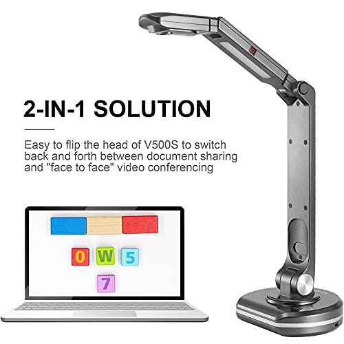 JOYUSING V500S 8MP Document Camera for Teachers, USB Visualiser for A3 Size, LED Light, AutoFocus, OCR for Windows, Classroom Presentation, Remote Teaching, Web Conferencing, Mac, Windows, Chromebook