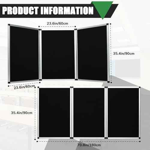 Trifold Display Board 3 Panel Trade Show Presentation Board with Presentation Whiteboard Double Sided, 70.4 x 35.4in Aluminum Tabletop Display Folding Panel for Trade Show Table Top