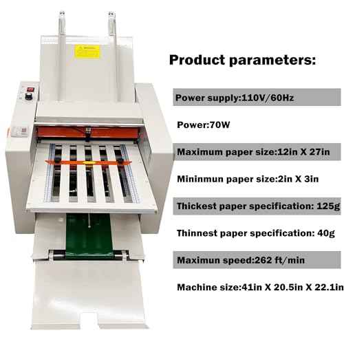 Paper Folding Machine Digital Paper Folder with Electronic Counter Automatic Electric Document Folder Speed Adjustable Desktop Origami Machine with 4 Folding Trays 262ft/min 110V