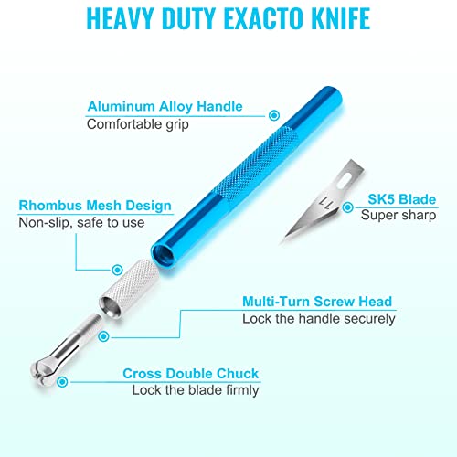 DIYSELF 54-Pack Hobby Knife Set with Blades & A5 Cutting Mat - Exacto Craft Kit
