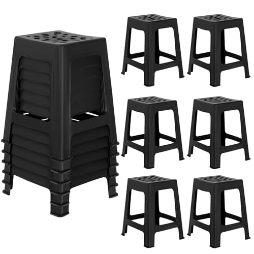 Leinuosen 6 Pack Kids Plastic Classroom Stools, 18 Inch Stackable School Chairs, Portable and Durable