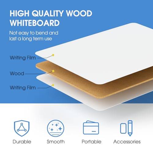 MaxGear Small White Board 24 Pack Dry Erase Boards, 9''x 12'' Mini Whiteboard Double Sided Portable Whiteboards for Students and Teachers School Supplies Lapboards Including 24 Markers and 24 Erasers