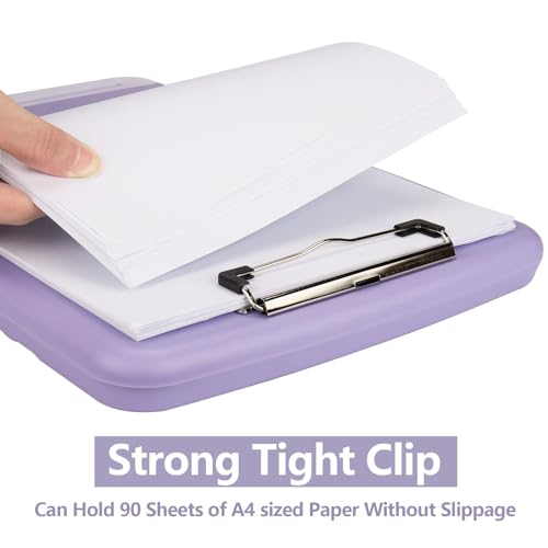 Light Purple Storage Clipboard with Pen Holder, A4 Nursing Binder, Side-Opening Heavy Duty