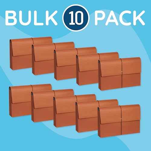 Blue Summit Accordion File Wallet with Flap and Cord Closure, Legal Size, 5.25¡± Expansion ? 10 Pack