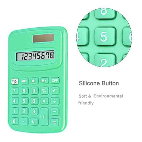 Basic Calculator Dual Power 8 Digit Silicone Button Desktop Calculator (A, Set of 24)