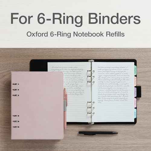 Oxford A5 Refill Paper, 6 Ring Lined Paper with Pastel Binder Dividers, 5 Tabs, 120 Sheets, 6 x 8.25 Inches, Notebook, Bullet Journal and Planner Inserts (1016731)