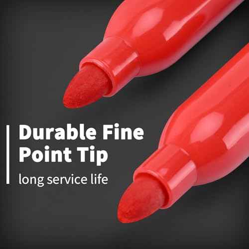 Red Permanent Marker Bulk, Fine Point Markers work on Plastic Metal Wood etc., Quick Drying,Fade Resistant,No smear, Perfect for Classroom, Home, Office, 18 Count