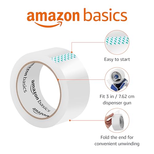 Amazon Basics Clear Packing Tape 1.88 x 54.6 Yards - 12 Pack for Shipping & Moving