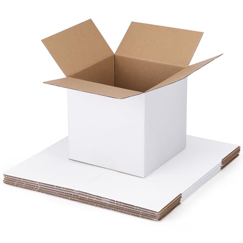 SPEPLA 6x6x6 Inches Small Shipping Boxes Set of 6 - White Corrugated Cardboard