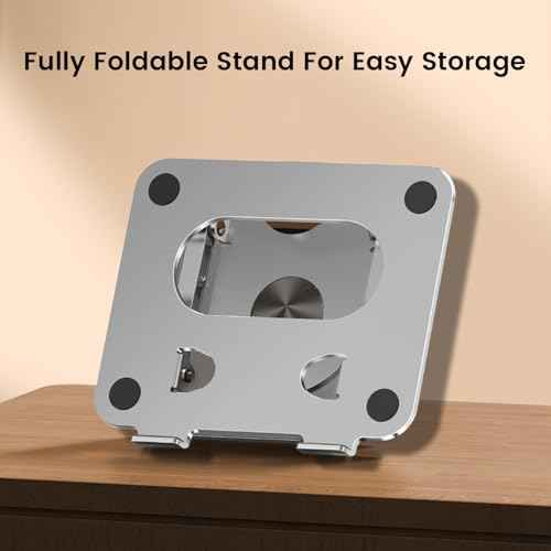 Laptop Stand with Magnetic Phone Holder for Desk, Ergonomic Foldable Laptop Riser with 360¡Æ Rotating Base, Compatible with MacBook Pro, Fits 10-16 Inch Notebook