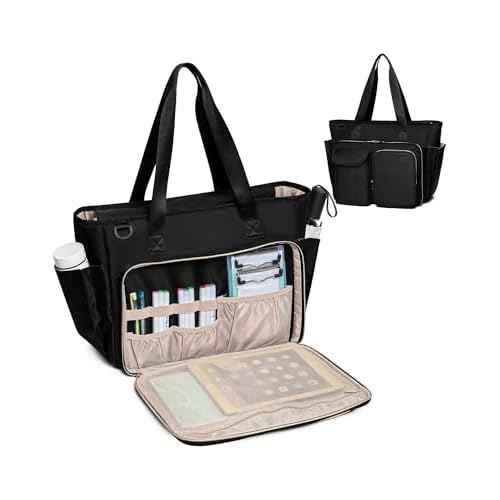 Fasrom Teacher Tote Bag with Laptop Compartment, Teacher Work Bag for Women and Teaching Supplies, Black (Patent Design)