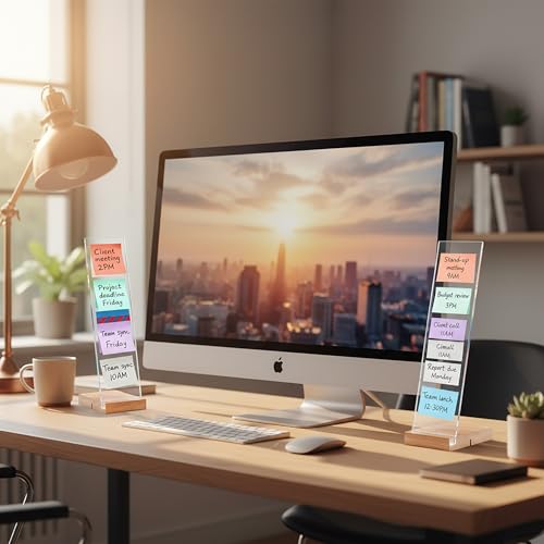 EFINLUKY Transparent 2-Pack Monitor Sticky Note Holder Acrylic Message Boards