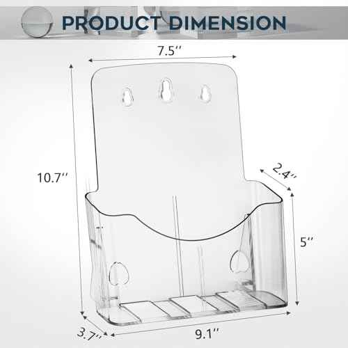Acrylic Brochure Holder 8.5x11 Inches Slant Back Design, Clear Display Stand, Plastic Table Stand Sign Holder,Pamphlet Holder Flyer Holder, Acrylic Display Stand,for Office, Home, Store, 2 Pack