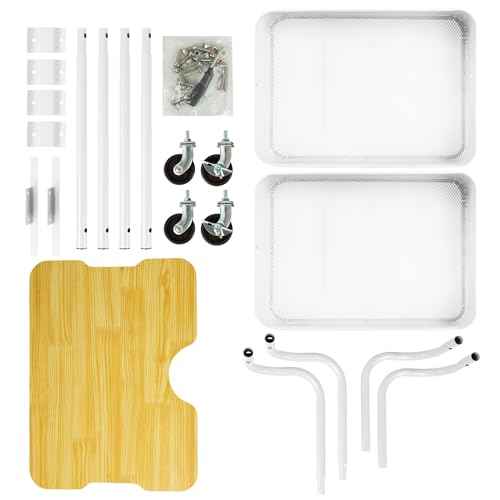 2 Tier Rolling Cart£¬Metal Utility Cart with Wheels and Cover for Office Home Kitchen Organization