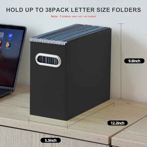 Oterri Cardboard File Organizer Box for Hanging File Folders Letter Size,File Box for Computer Desk,File Cabinet,Working Home,Office,Classroom (Black, Letter Size - 2 Packs)